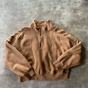 Abercrombie & Fitch Tan 3/4 Zip-Up Sweater